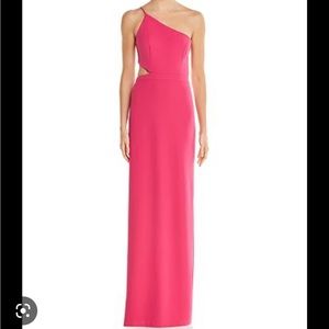 Aidan by Aidan Mattox one shoulder pink gown
